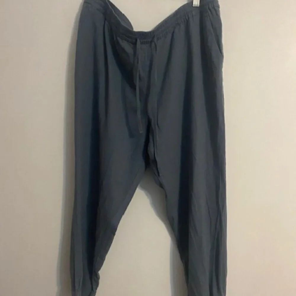 Loft Outlet Sage Linen blend drawstring ankle pants with cuff, size XL